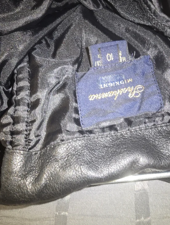 Shoshana Strapless Black Faux-Leather Bodice Asymmetric Midi Dress Sz 10 - Picture 10 of 12